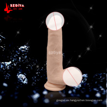 Juguetes artificiales del sexo del pene artificial del silicón suave al por mayor con las bolas (DYAST421B)